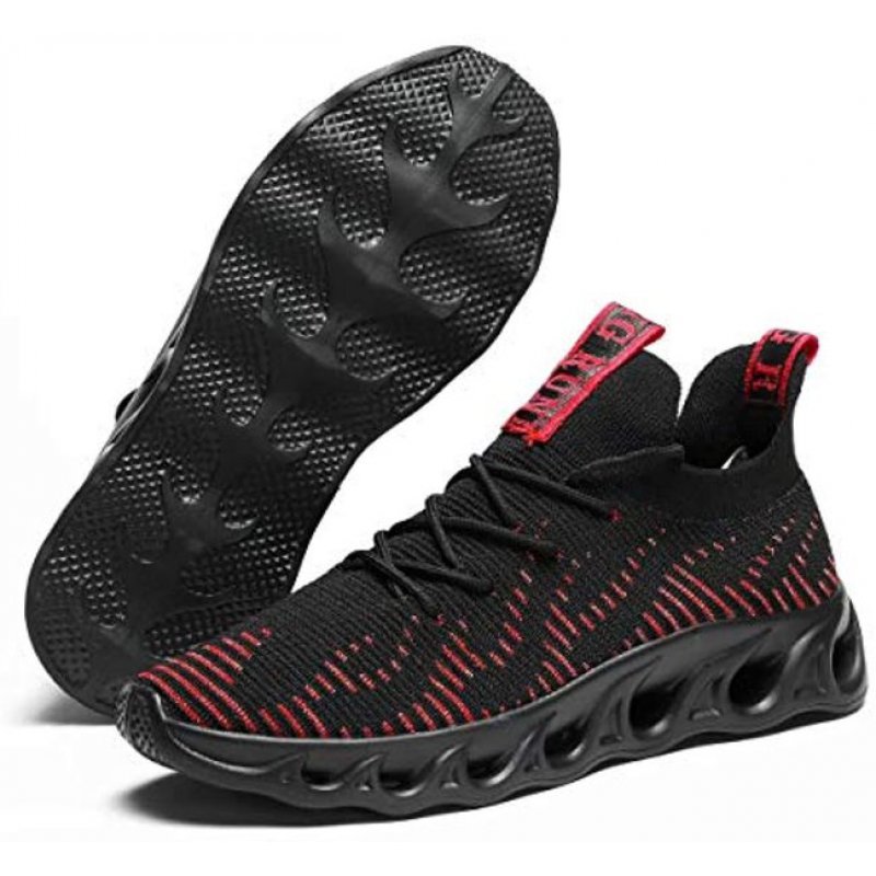 Wrezatro Shoes Running Men Lightweight Casual Walking Breathable Gym Workout Athletic Tennis Sneakers Black-Red