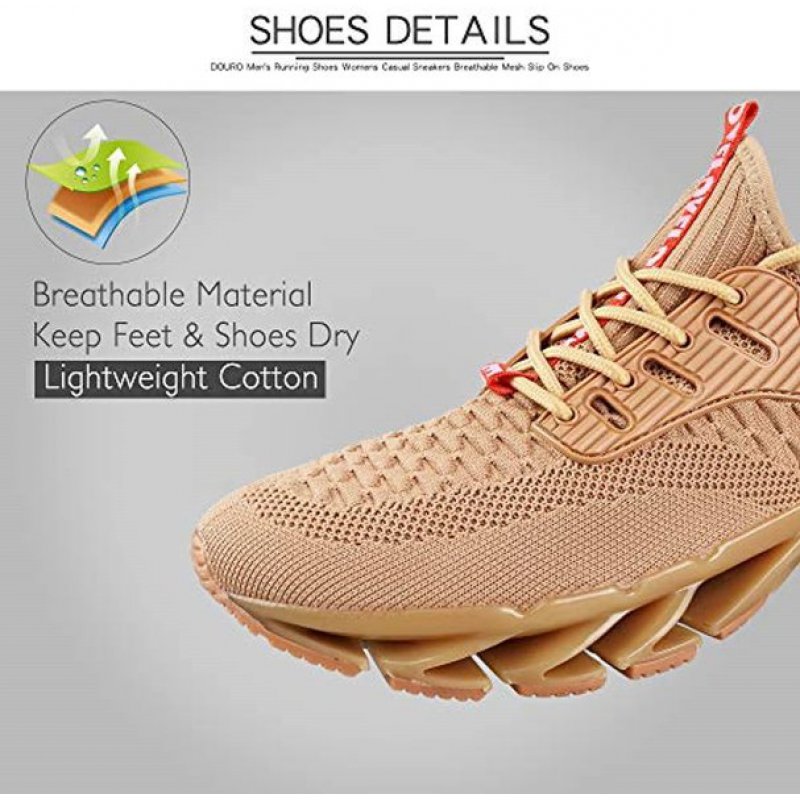 DUORO Mens Athletic Running Shoes Mesh Lightweight Sneakers Breathable Stylish Athletic Gym Shoes Casual Tennis Sport Shoes for Workout Walking 1387-apricot