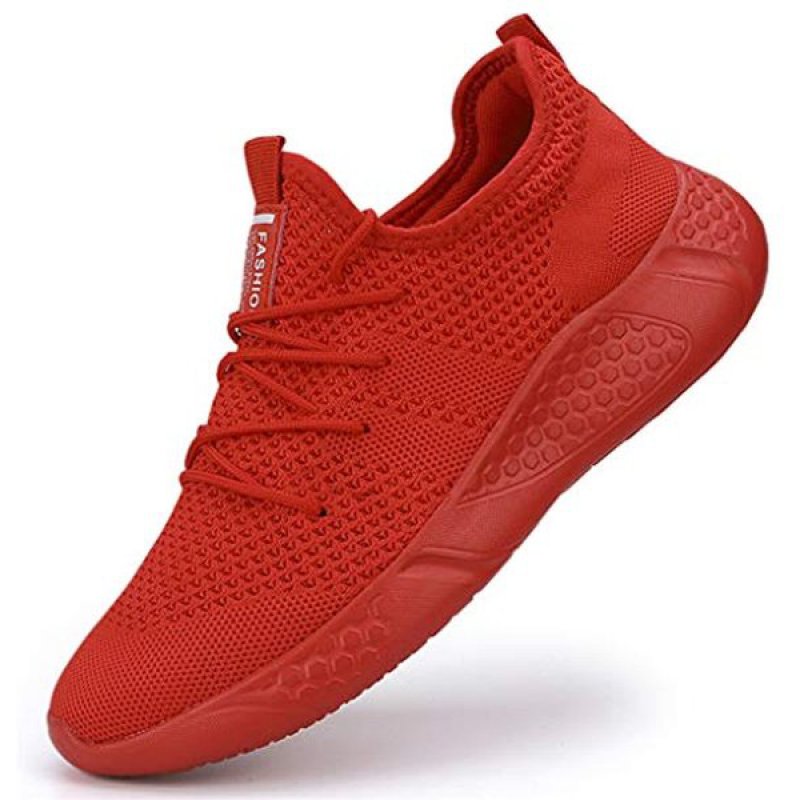 Damyuan Men's Sport Gym Running Shoes Walking Shoes Casual Lace Up Lightweight Red