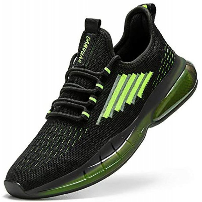 Damyuan Mens Running Walking Gym Athletic Tennis Blade Shoes Fashion Breathable Sneakers Black-Green