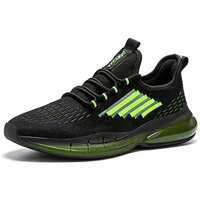 Damyuan Mens Running Walking Gym Athletic Tennis Blade Shoes Fashion Breathable Sneakers Black-Green