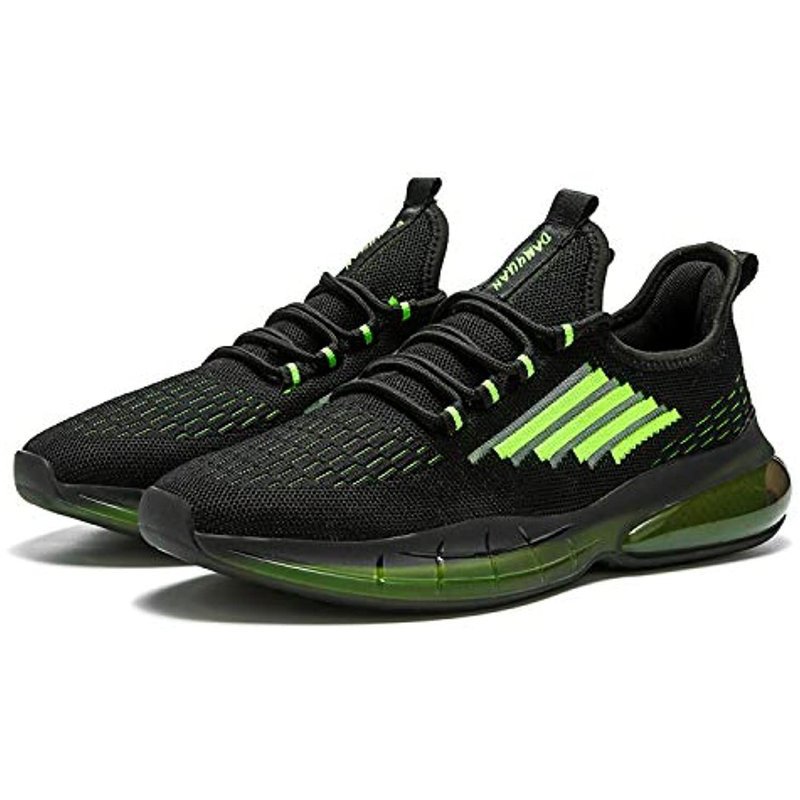 Damyuan Mens Running Walking Gym Athletic Tennis Blade Shoes Fashion Breathable Sneakers Black-Green