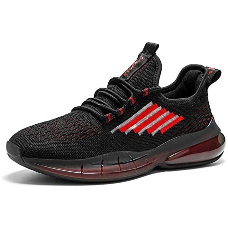 Damyuan Mens Running Walking Gym Athletic Tennis Blade Shoes Fashion Breathable Sneakers Black-Red