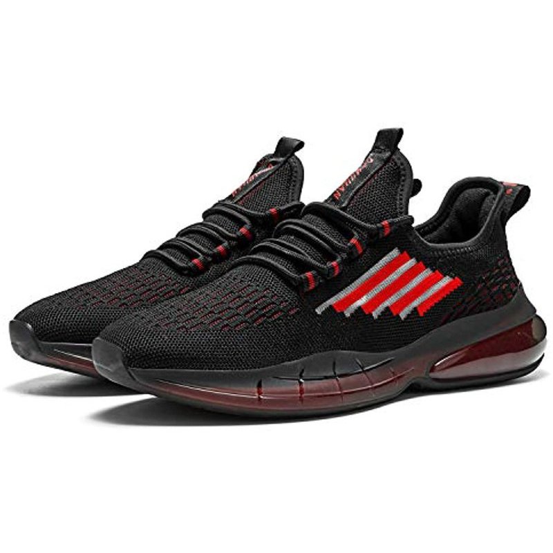 Damyuan Mens Running Walking Gym Athletic Tennis Blade Shoes Fashion Breathable Sneakers Black-Red