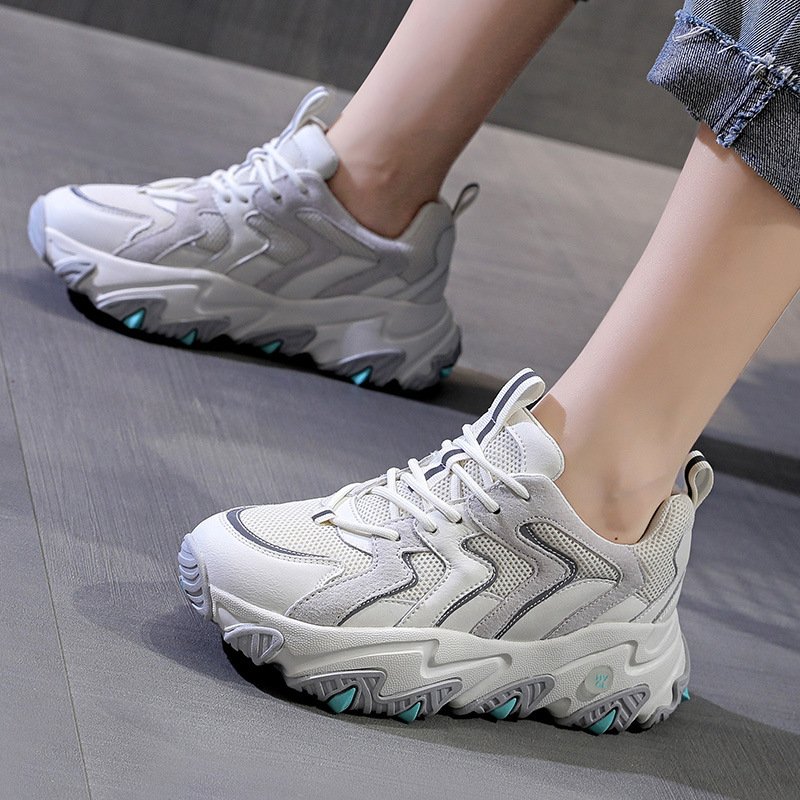 2021 fall new reflective women's thick-soled increased sports casual shoes women